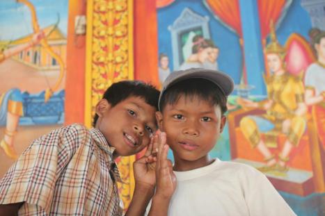 Children at Wat Bakong in Roluos, Cambodia Children at Wat Bakong in Roluos, Cambodia