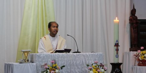 At Saint John Church in Siem Reap, Cambodia
