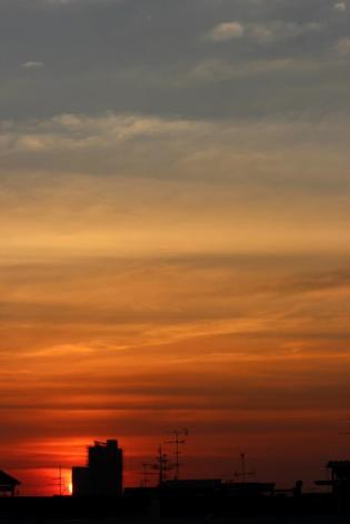 Fiery sunset in Bangkok, Thailand