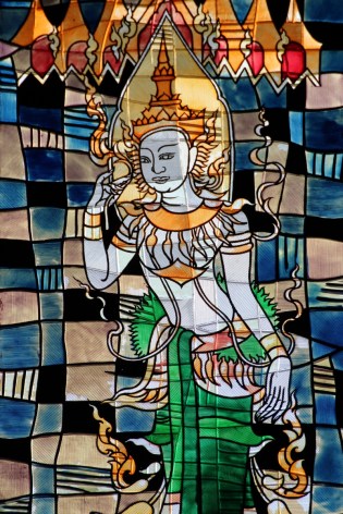 Stained glass angel at the Redemptorist Center in Pattaya, Thailand