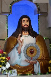 Sacred Heart depicted at the shrine of Mary Annai Celangkanni in Medan, Sumatra, Indonesia